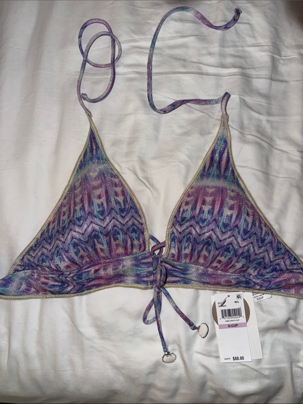 Women’s Purple Multicolor Triangle Bikini Top - Unbranded
